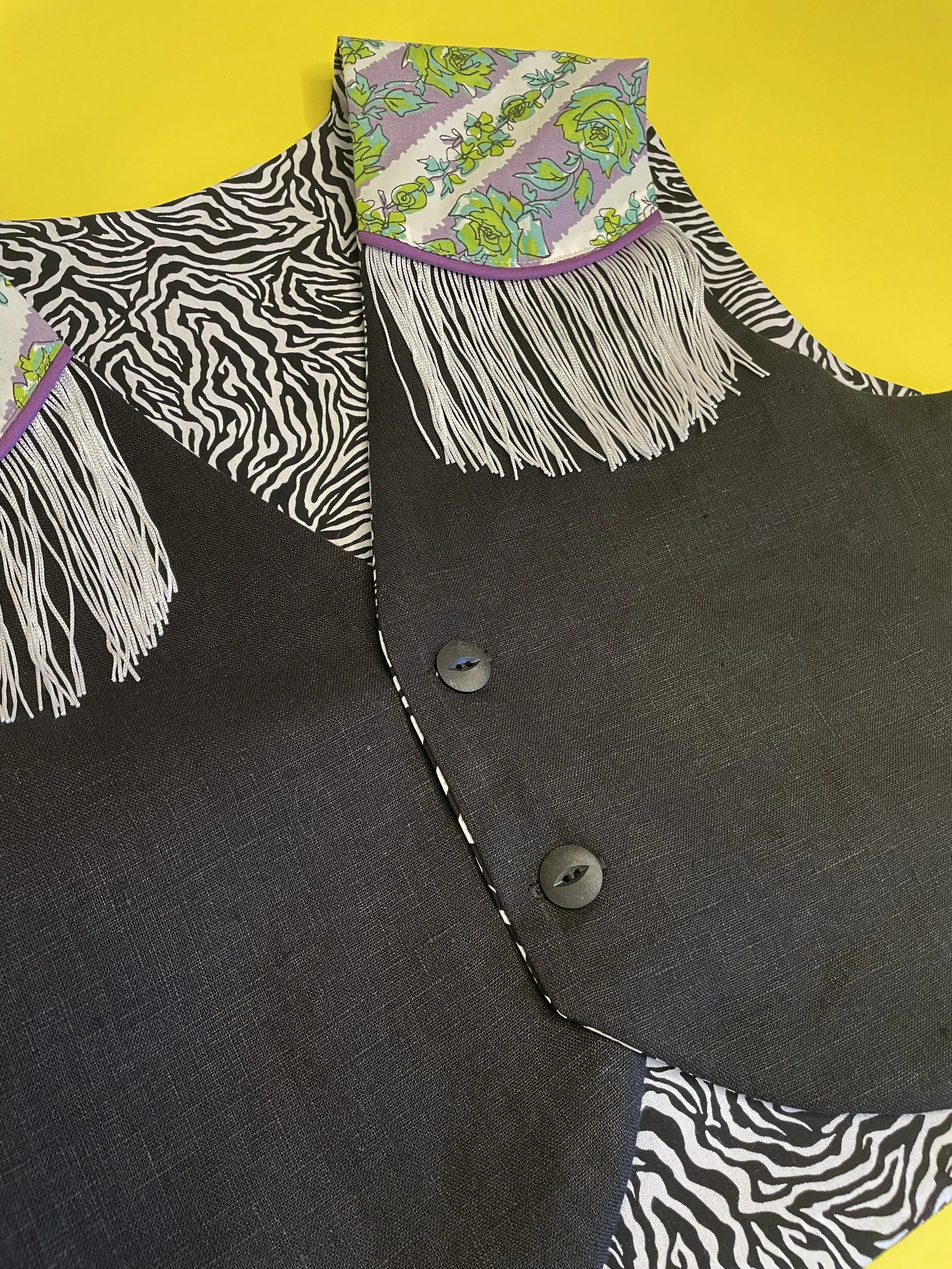 トップス Check Pattern Design Fur Western Vest m79955828345_1.jpg